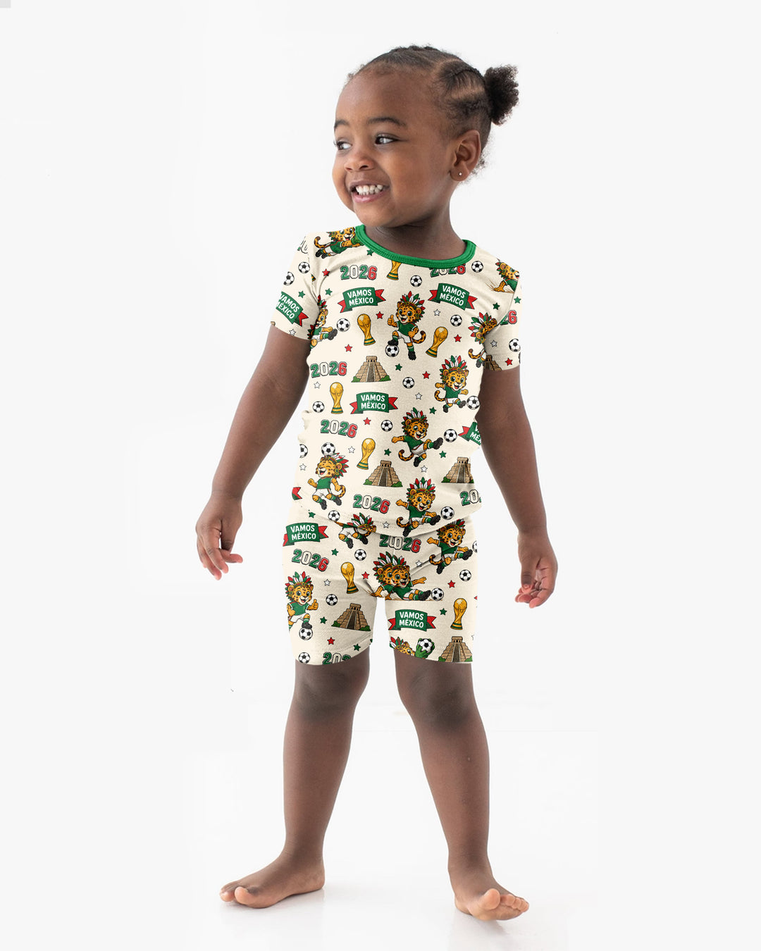 Jaguar 2026 Vamos Mexico Family Matching Bamboo Two Piece Short Sleeve Shorts Pajama Set
