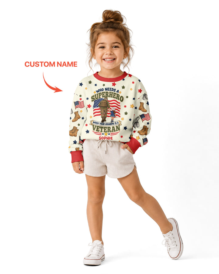 Who Needs Superhero When Your Grandpa Is A Veteran Bamboo Crewneck Sweatshirt