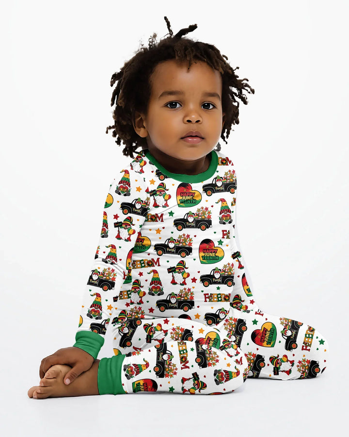 Gnome Happy Juneteenth Bamboo Two Piece Long Sleeve Pajama Set
