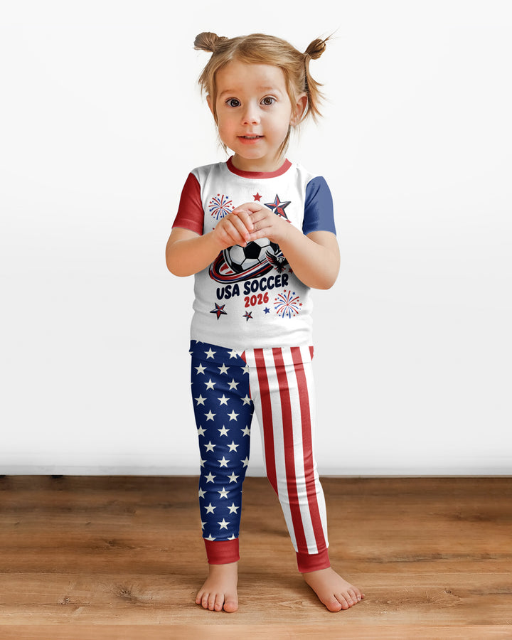 USA Soccer 2026 Family Matching Bamboo Two Piece Short Sleeve Pajama Set