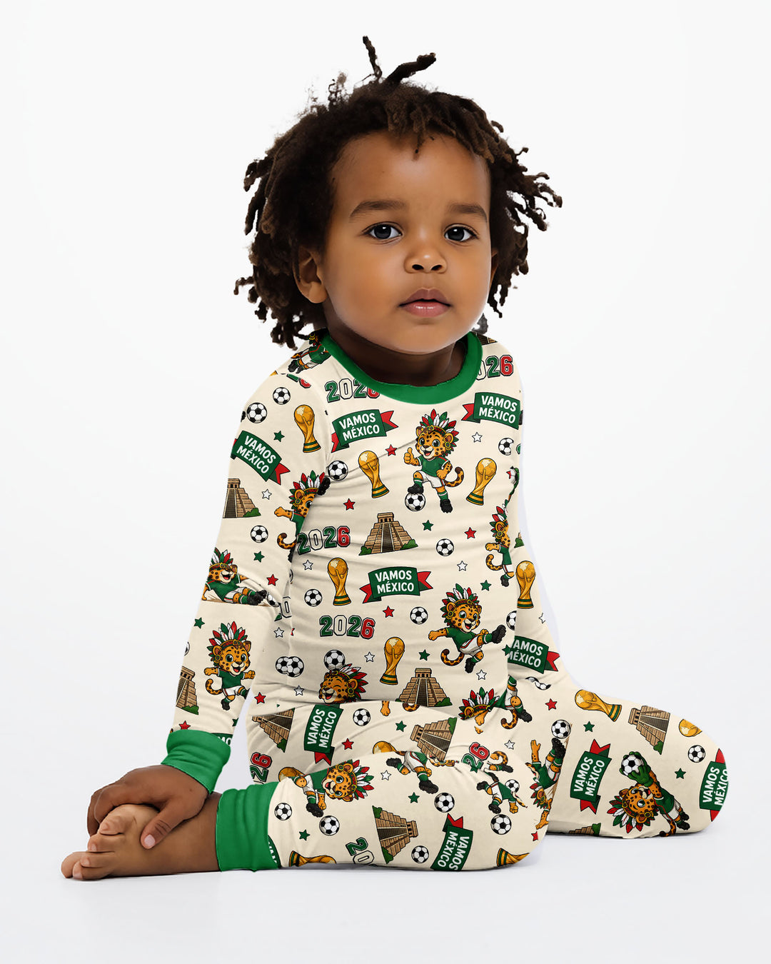 Jaguar 2026 Vamos Mexico Family Matching Bamboo Two Piece Long Sleeve Pajama Set