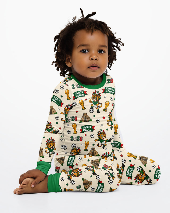 Jaguar 2026 Vamos Mexico Family Matching Bamboo Two Piece Long Sleeve Pajama Set