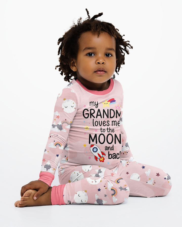 My Grandma Loves Me To The Moon And Back Bamboo Two Piece Long Sleeve Pajama Set