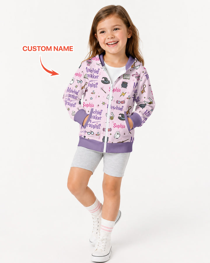 Custom Name Mischief Maker In Training Bamboo Zip Hoodie