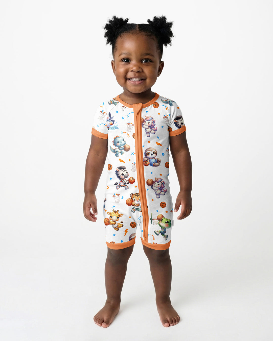 Cartoon Basketball Animals Bamboo Shorty Zippy