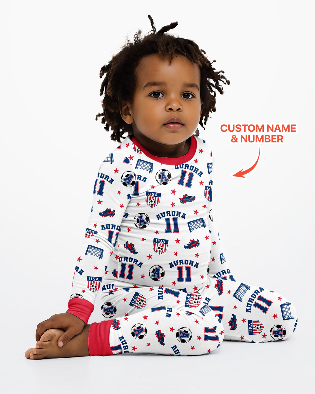 Custom Name Soccer Time Bamboo Two Piece Long Sleeve Pajama Set
