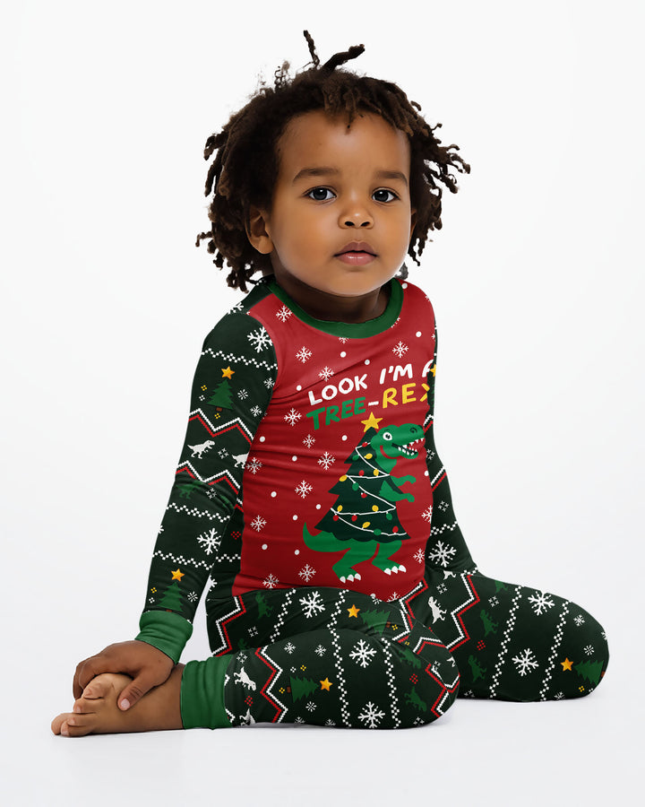 Look I'm Tree-Rex Ugly Christmas Bamboo Two Piece Long Sleeve Pajama Set