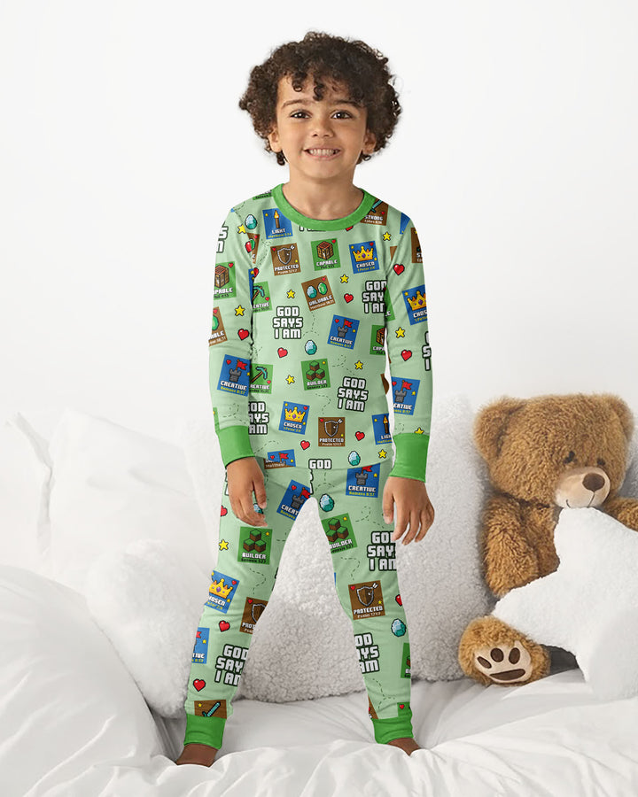 God Says I Am Gamer Bamboo Two Piece Long Sleeve Pajama Set