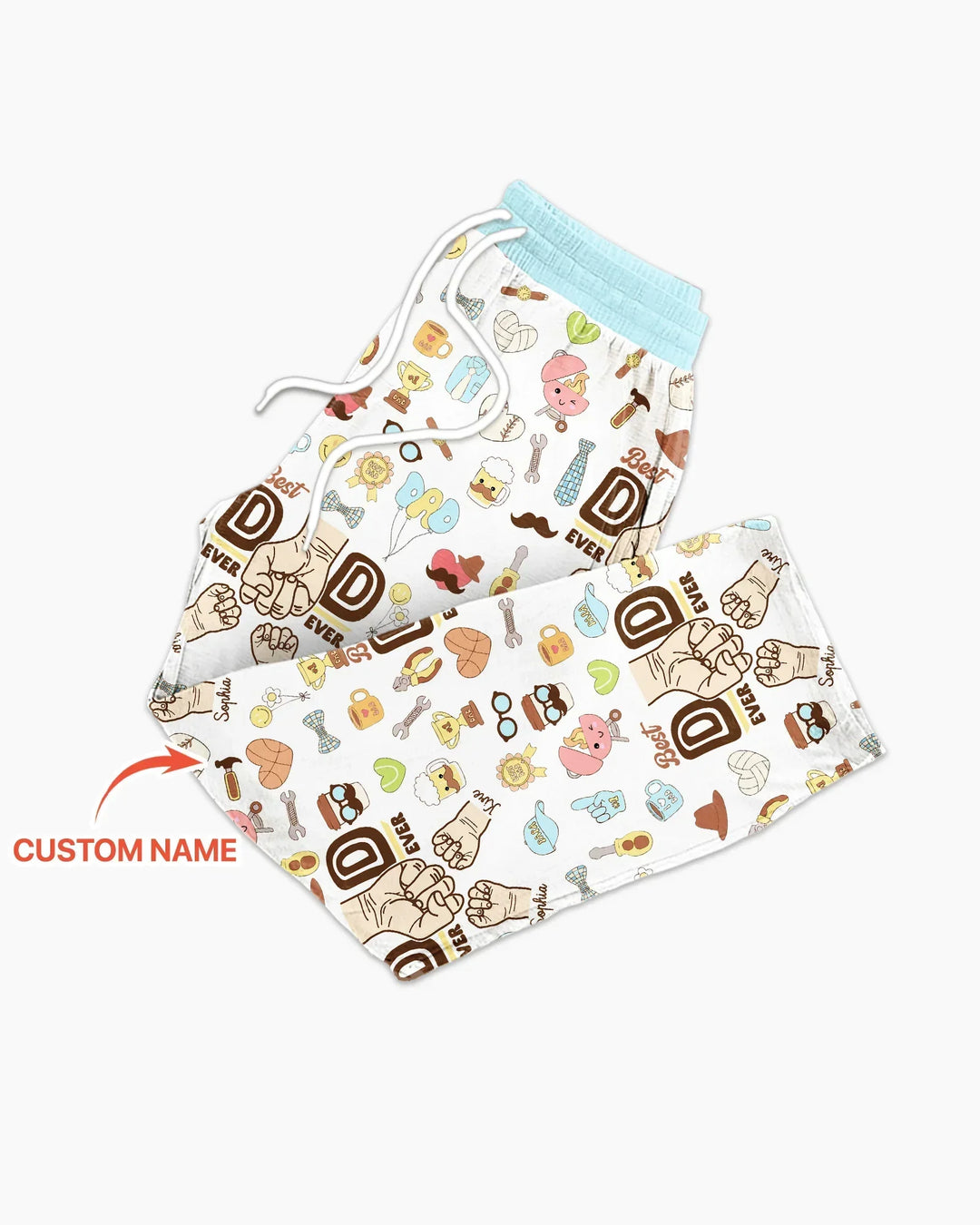 Custom Kids Name Best Dad Ever Bamboo Men's Pajama Set