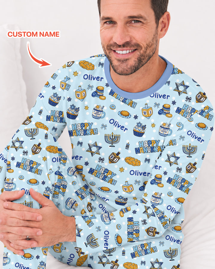 Custom Name Jewish Holiday Bamboo Men's Pajama Set