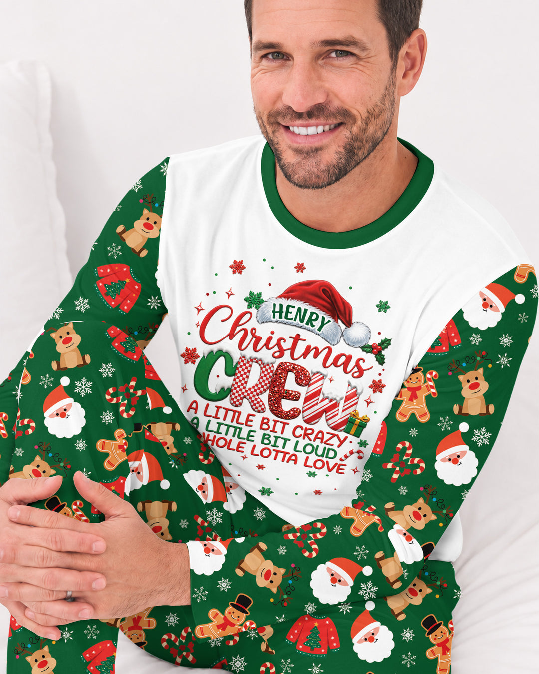 Personalized Christmas Crew Family Matching Bamboo Men's Pajama Set