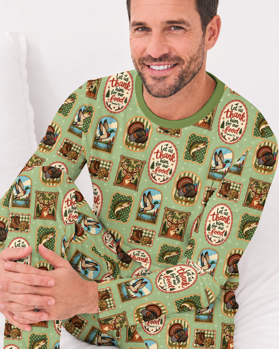 Hunting Let Us Thank Him For Our Food Bamboo Men's Pajama Set