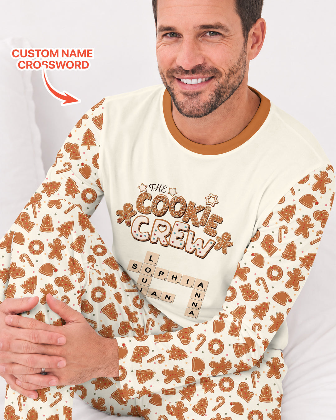 Custom Crossword Cookie Crew Bamboo Men's Pajama Set