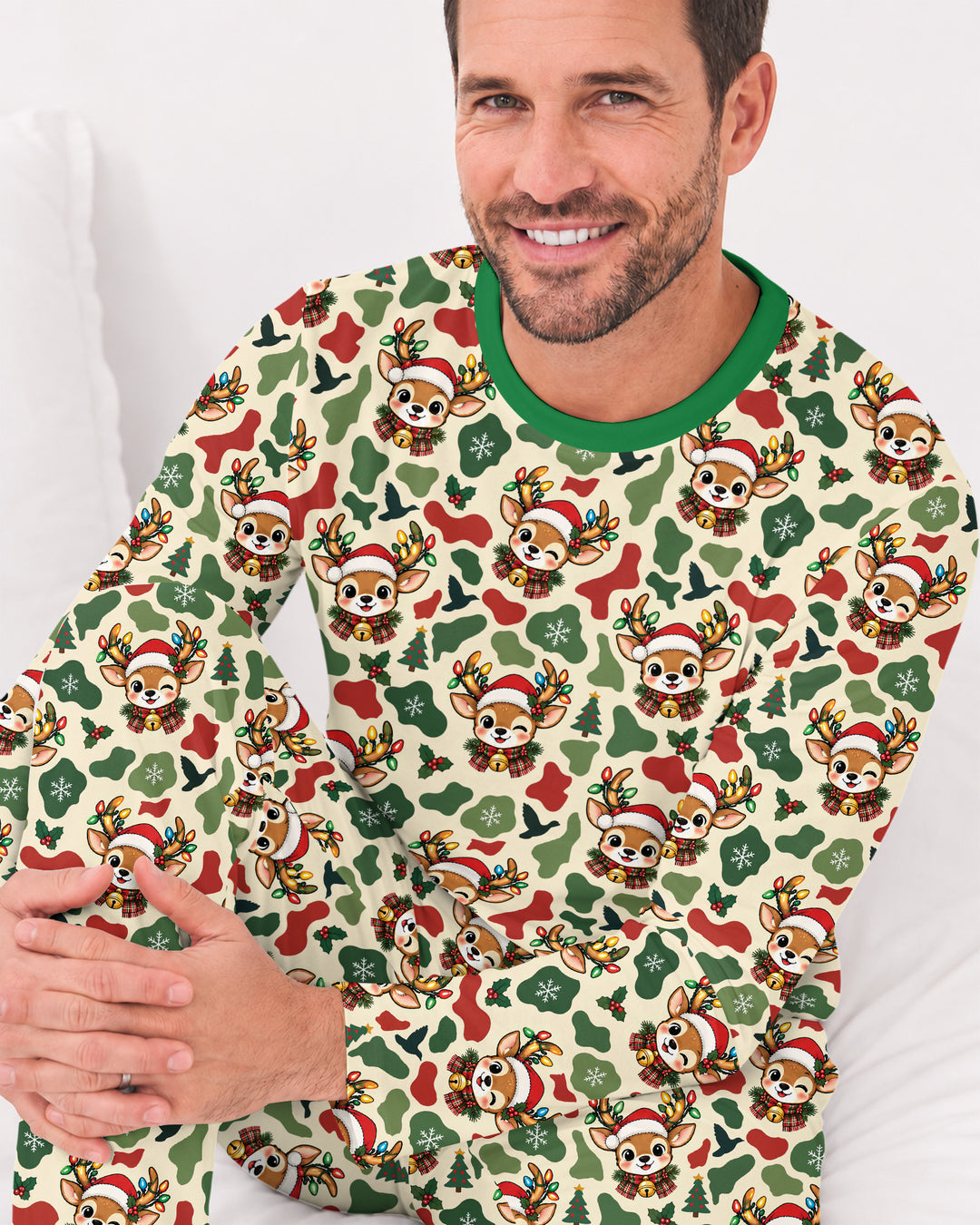 Christmas Deer Hunting Camo Bamboo Men's Pajama Set