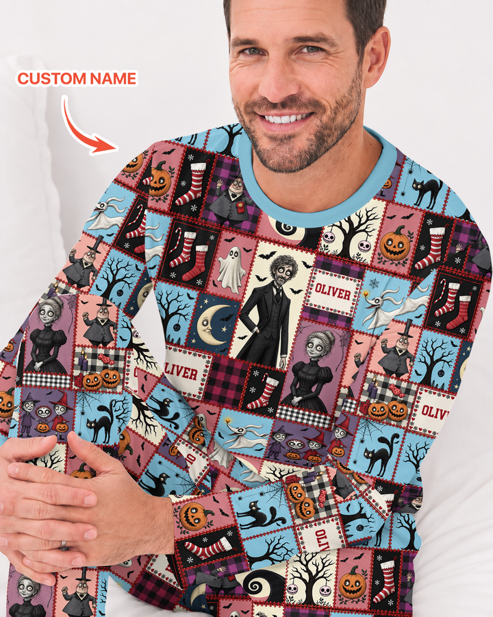 Vertical Halloween Bamboo Men's Pajama Set