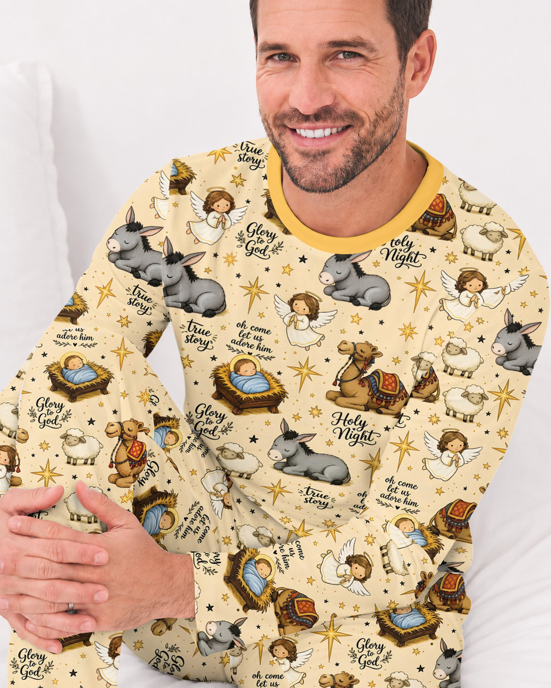 Nativity Christmas Holy Night Bamboo Men's Pajama Set