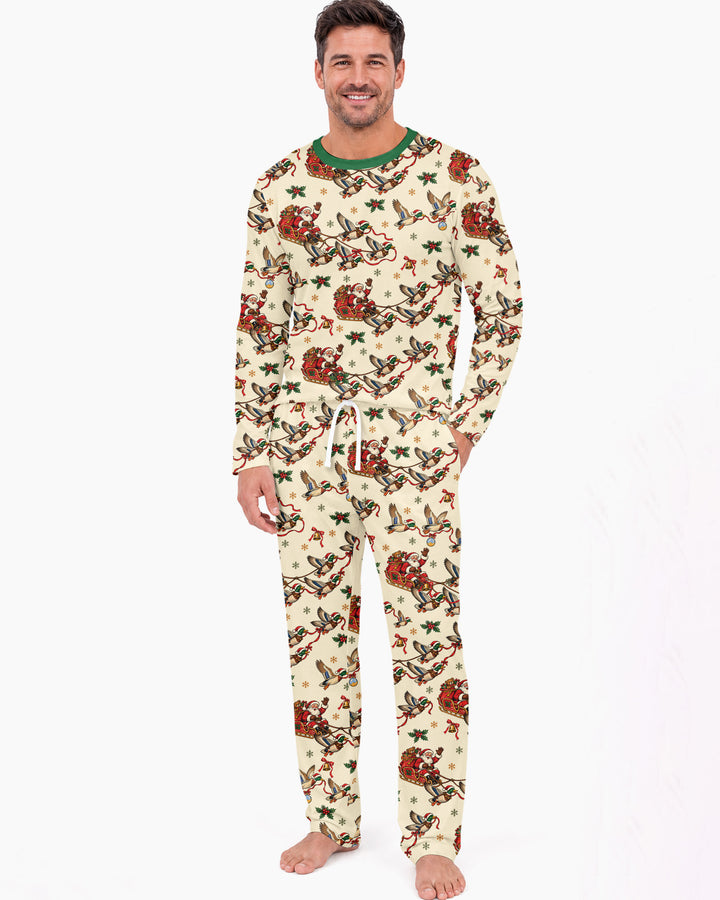 Santa Sleigh with Mallard Ducks Bamboo Men's Pajama Set