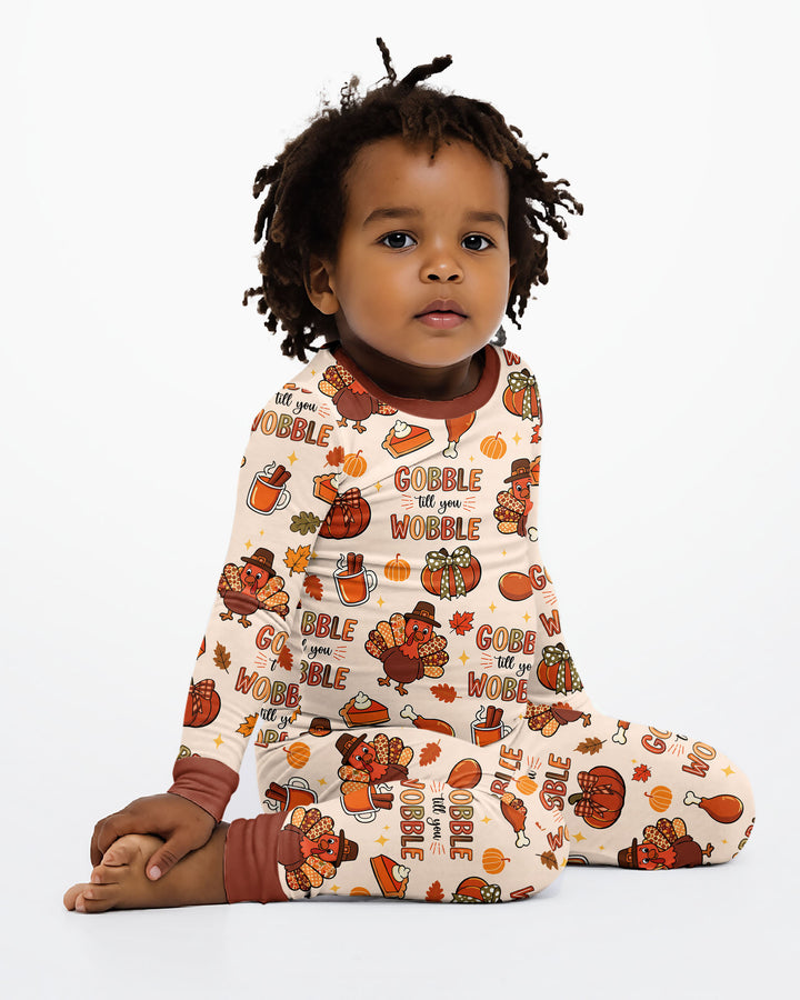 Gobble Gobble Till You Wobble Bamboo Two Piece Long Sleeve Pajama Set