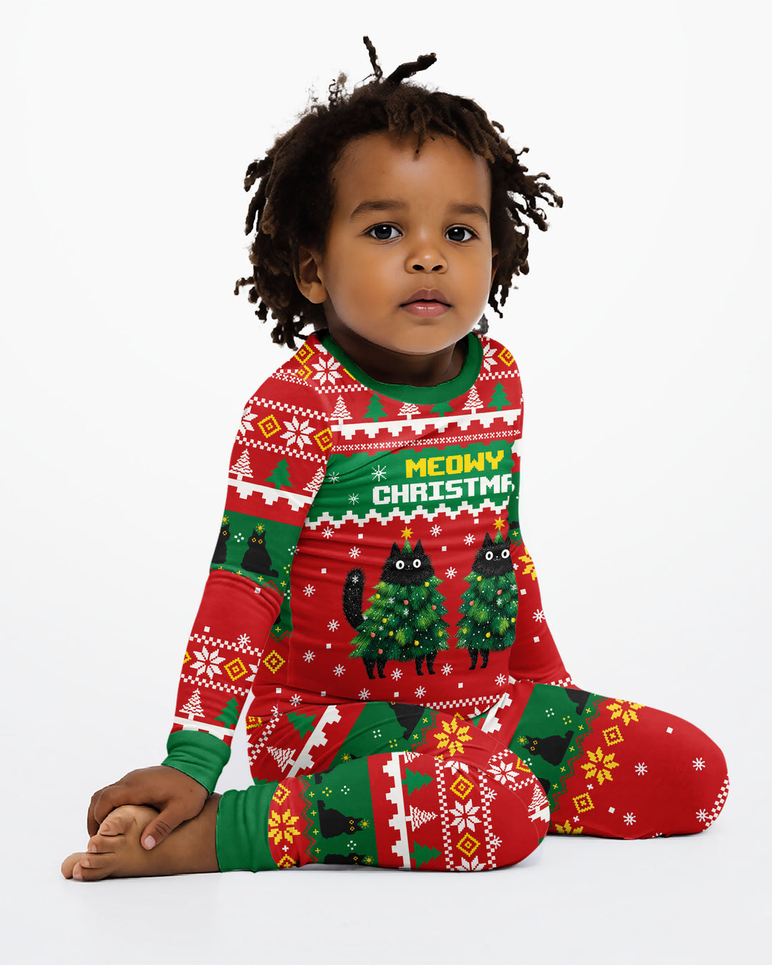 Meowy Christmas Bamboo Two Piece Long Sleeve Pajama Set