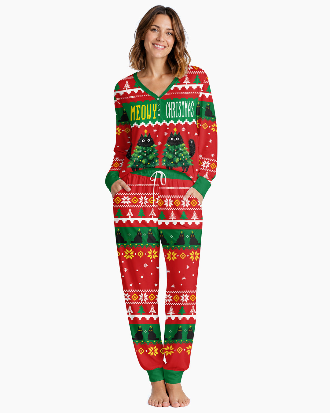 Meowy Christmas Bamboo Women Pajama Set