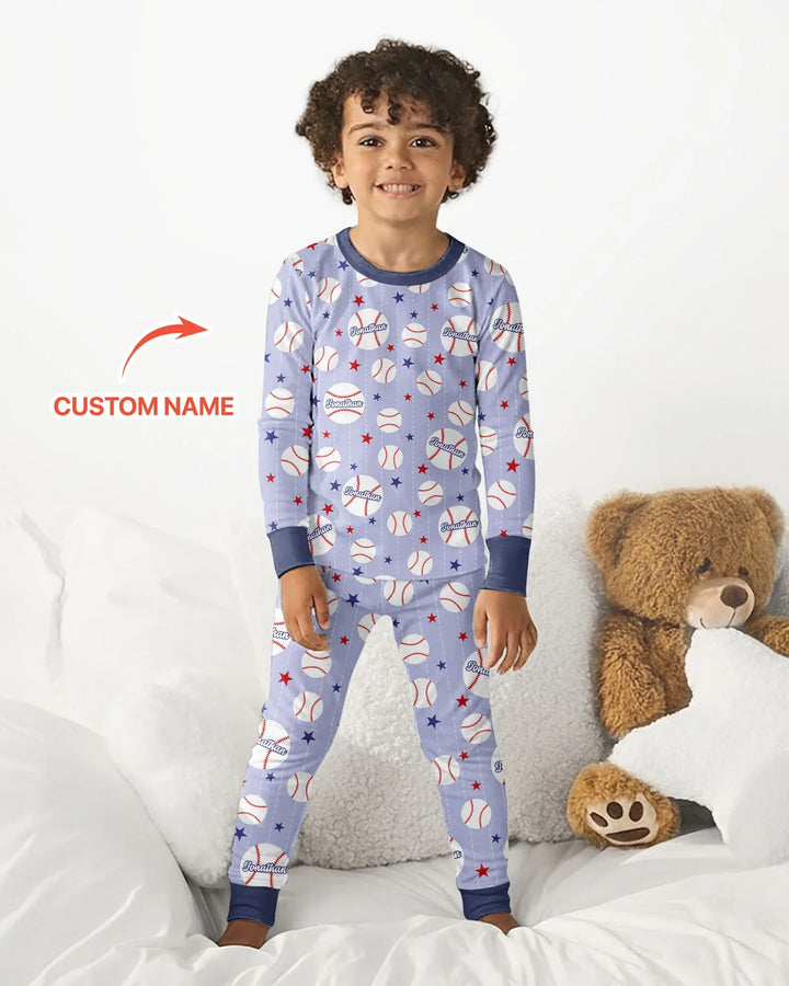 Custom Name Rookie of The Year Matching Bamboo Two Piece Long Sleeve Pajama Set