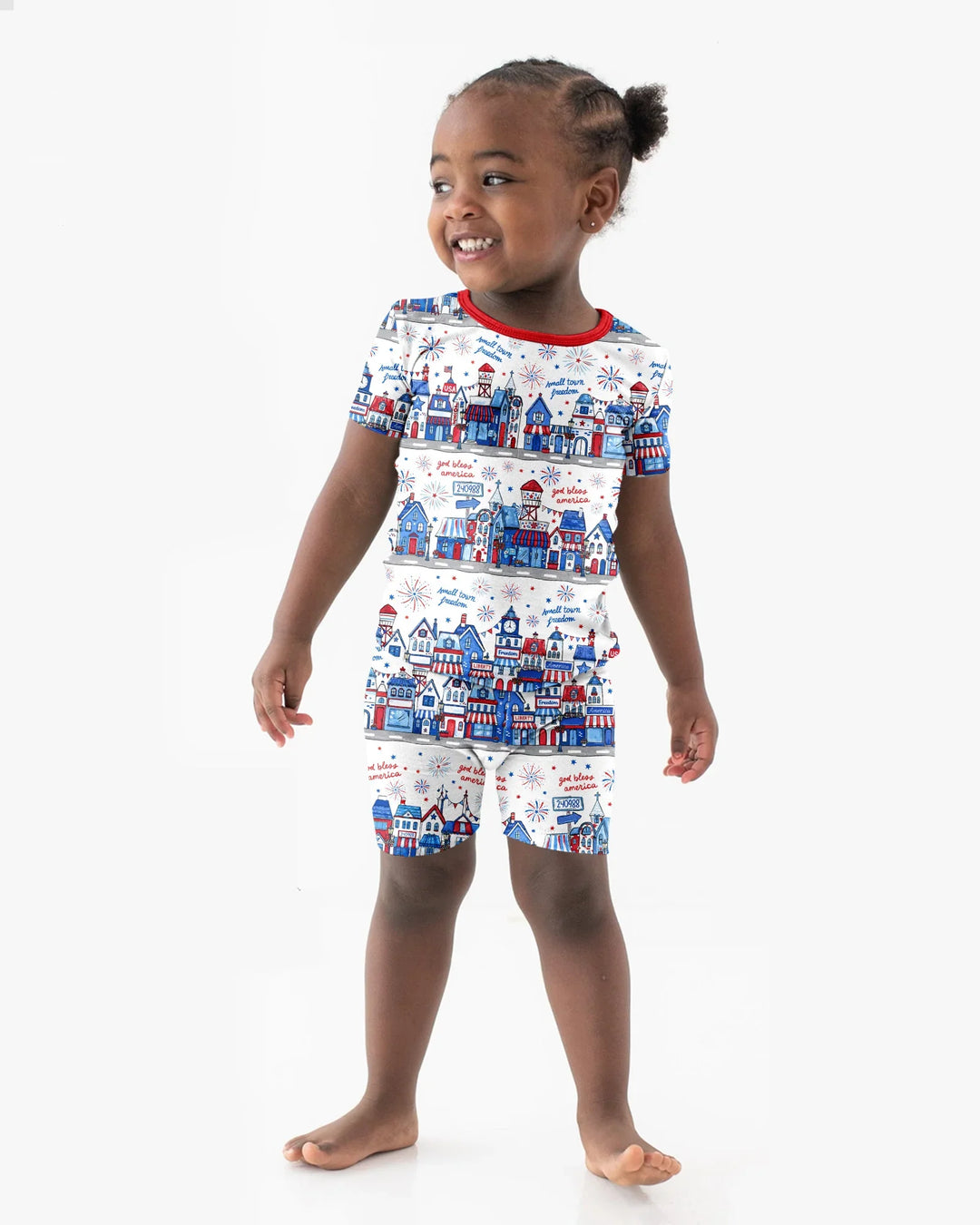 Small Town Freedom USA Bamboo Two Piece Short Sleeve Shorts Pajama Set