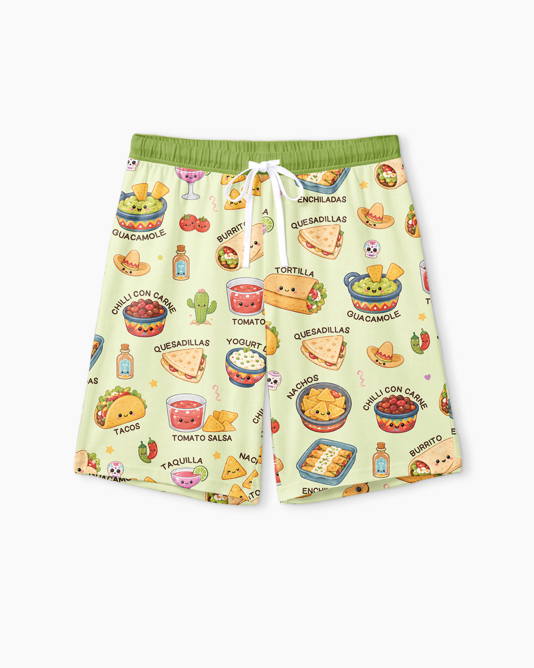 Kawaii Mexican Food Bamboo Men Short Sleeve Short Pajama Set