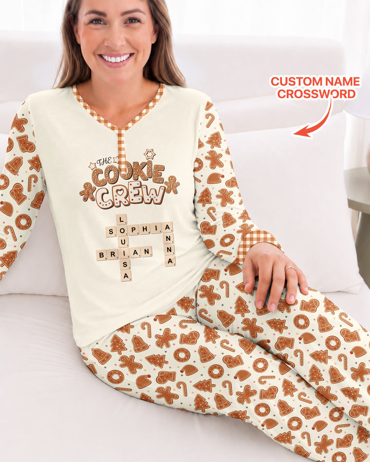 Custom Crossword Cookie Crew Bamboo Women Pajama Set