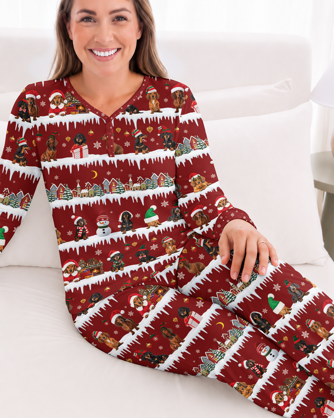Dachshund Through The Snow Bamboo Women Pajama Set