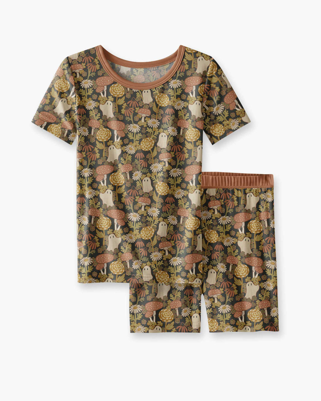 Ghost Garden Dark Autumn Bamboo Two Piece Short Sleeve Shorts Pajama Set