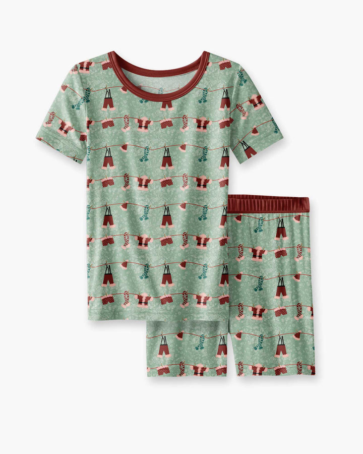 Santa In The Snow Bamboo Two Piece Short Sleeve Shorts Pajama Set
