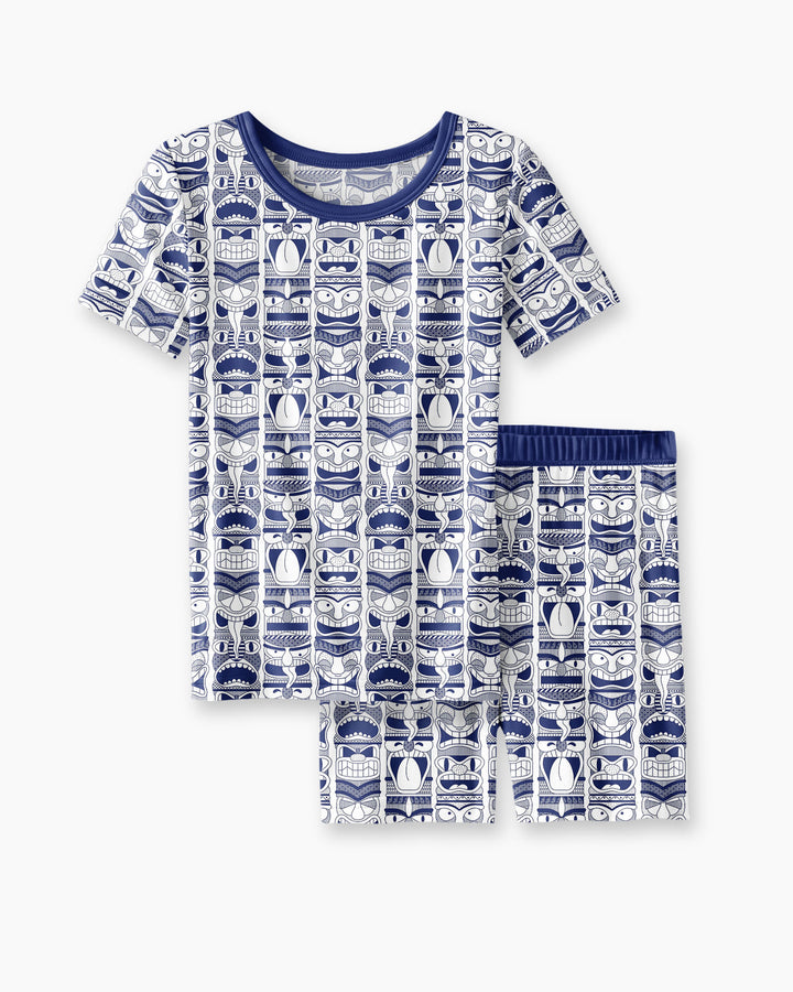 Friendly Totem Pole Figures Bamboo Two Piece Short Sleeve Shorts Pajama Set