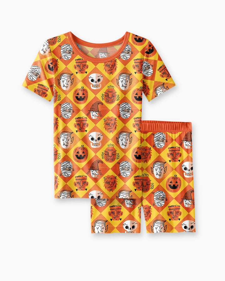 Monster Mix Bamboo Two Piece Short Sleeve Shorts Pajama Set
