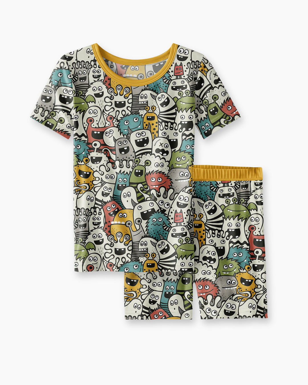 Monsters And Friends Bamboo Two Piece Short Sleeve Shorts Pajama Set