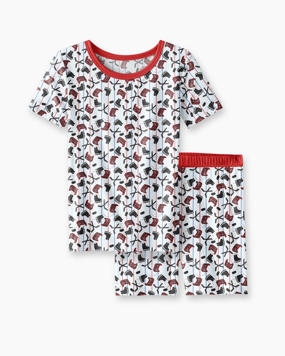 Hockey Rink Bamboo Two Piece Short Sleeve Shorts Pajama Set