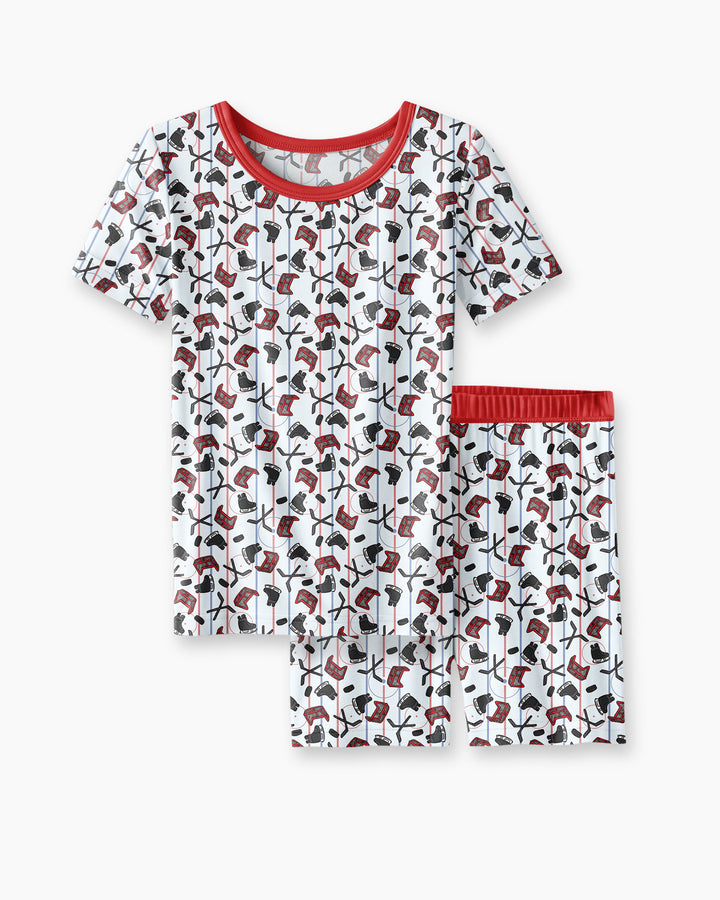 Hockey Rink Bamboo Two Piece Short Sleeve Shorts Pajama Set