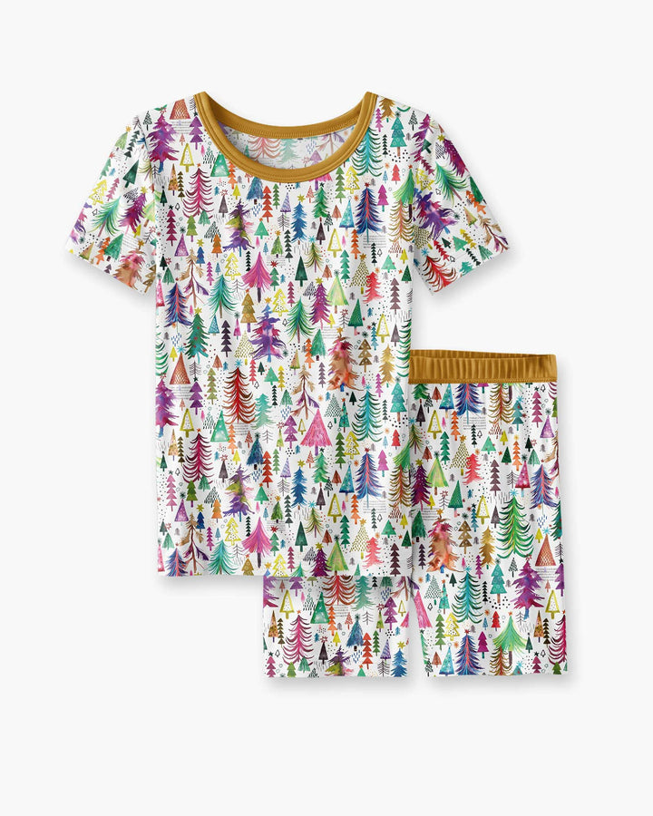 Christmas Trees Decoration Bamboo Two Piece Short Sleeve Shorts Pajama Set