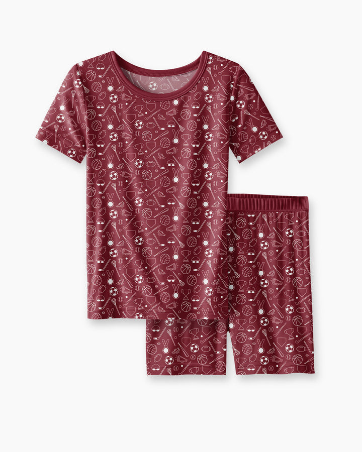 Doodle Sports Bamboo Two Piece Short Sleeve Shorts Pajama Set
