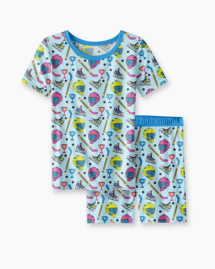 The Ice Hockey Princess Bamboo Two Piece Short Sleeve Shorts Pajama Set