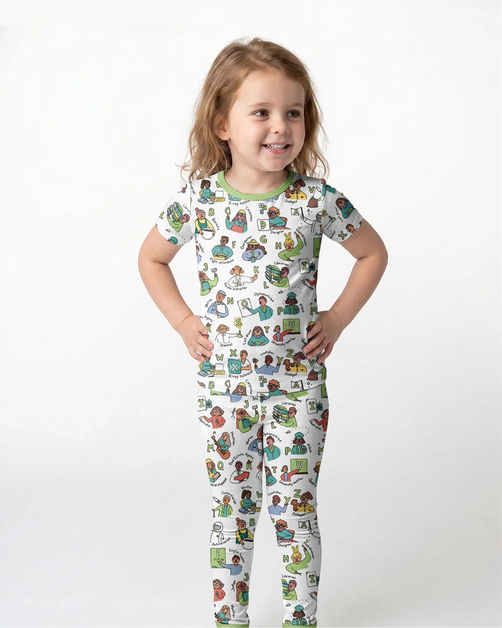 Jobs Alphabet Bamboo Two Piece Short Sleeve Pajama Set