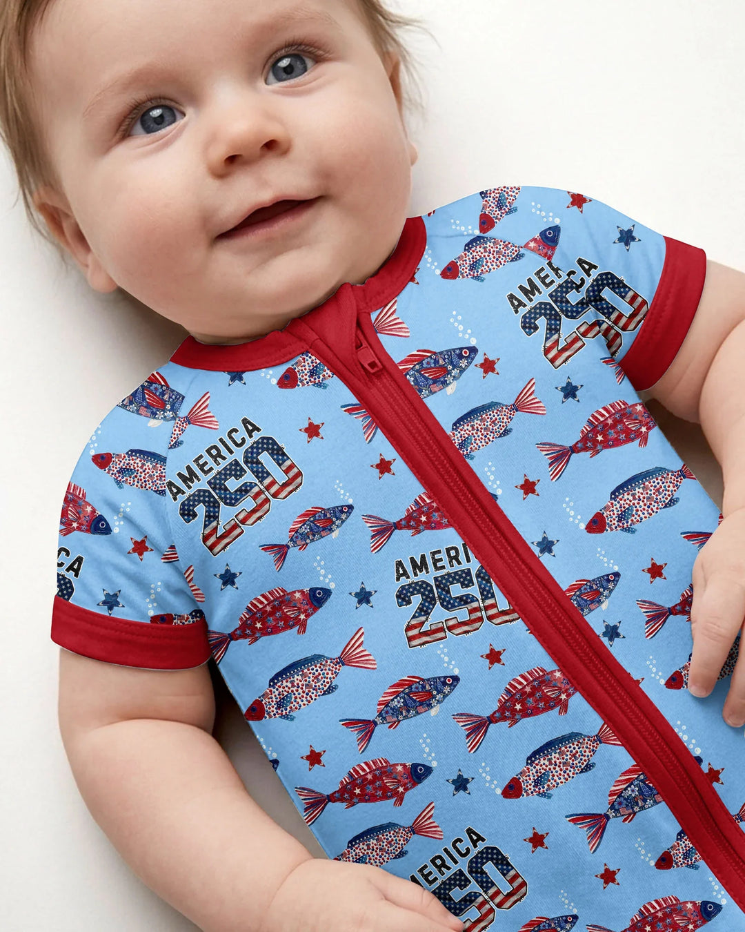 Stars and Stripes Fish Bamboo Shorty Zippy