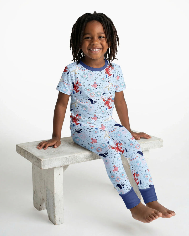 250 Summers Strong Matching Family Bamboo Two Piece Short Sleeve Pajama Set