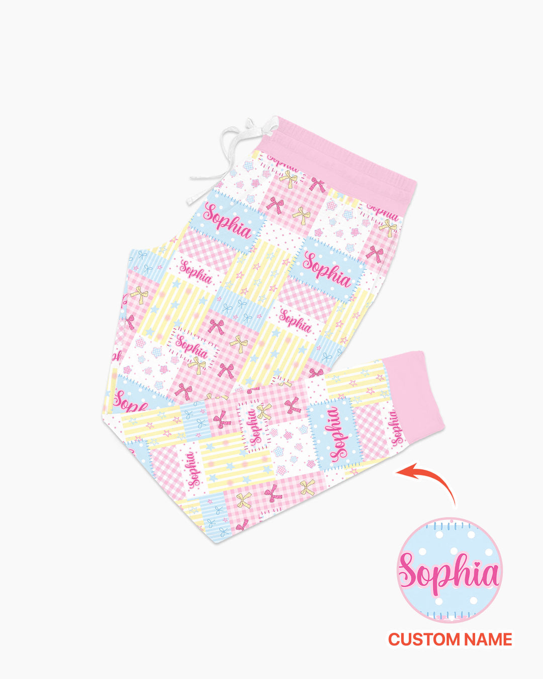 Custom Name Sweet Patchwork Bamboo Women Pajama Set