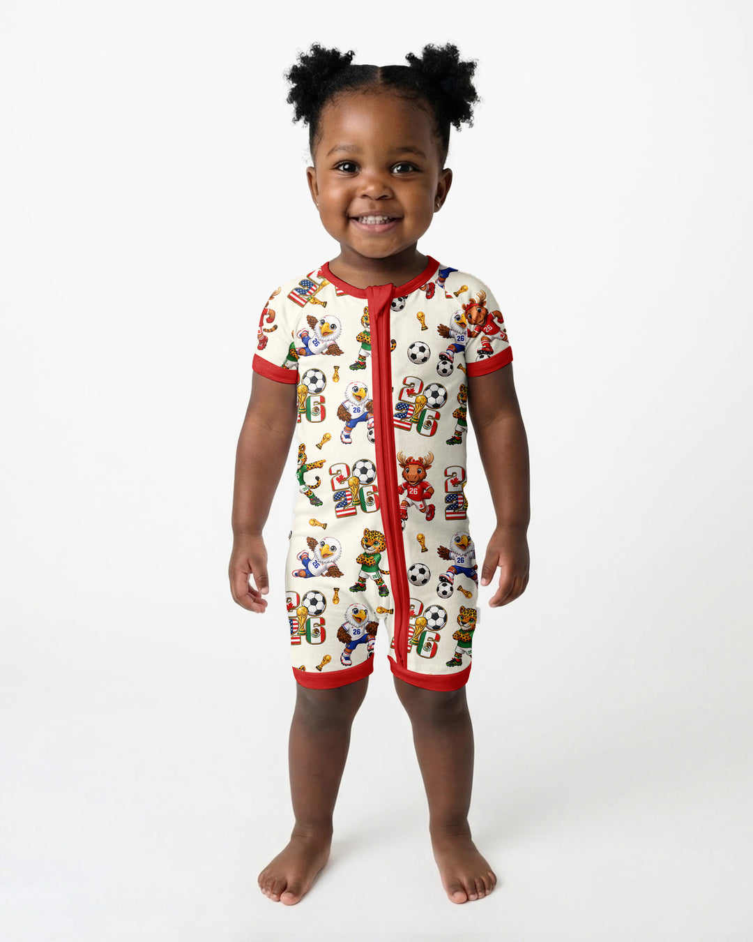 Cute Soccer Mascots USA CAN MEX Bamboo Shorty Zippy