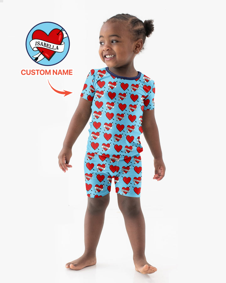 Dad's Kids Bamboo Two Piece Short Sleeve Shorts Pajama Set