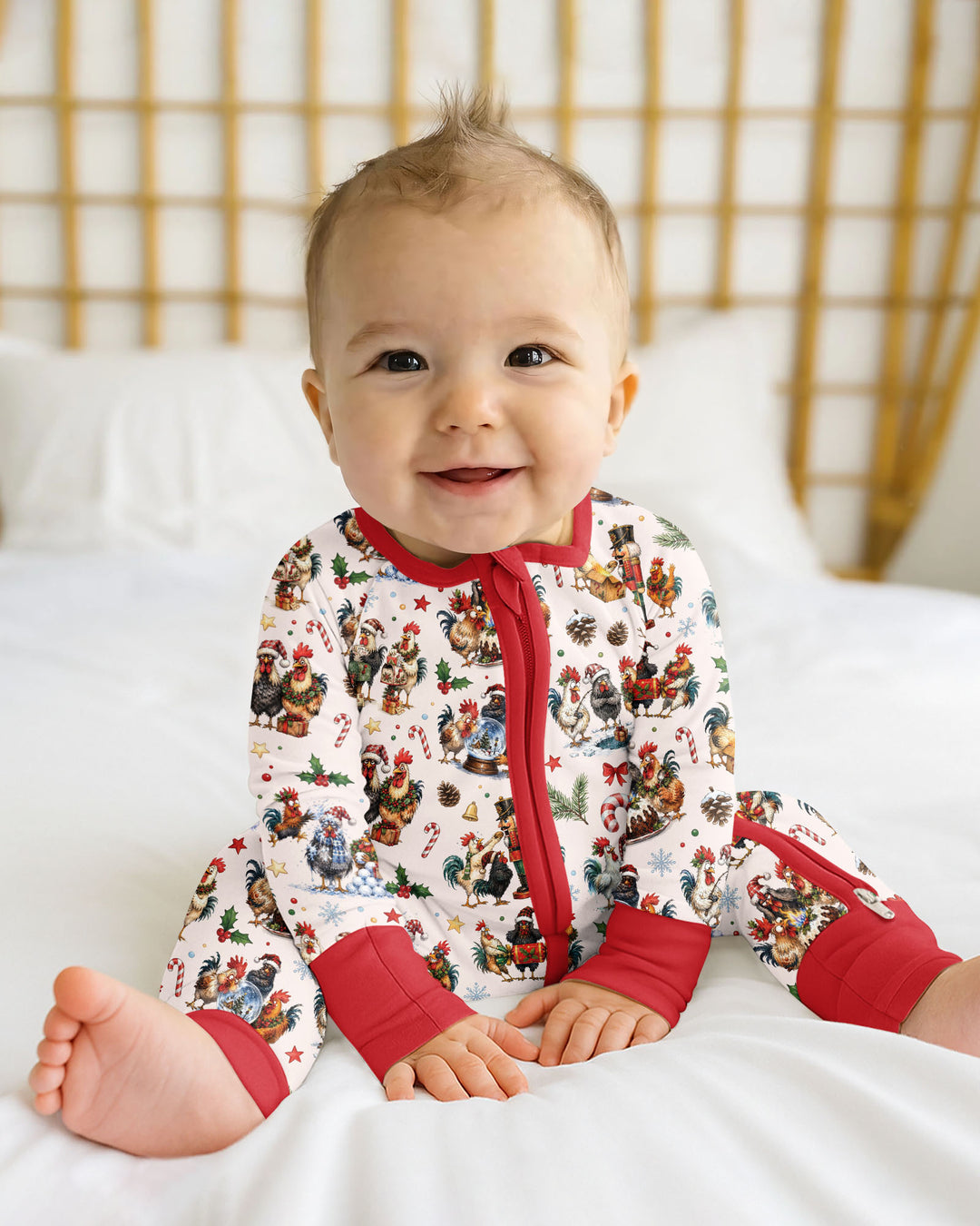 Funny Roosters On Christmas Bamboo Convertible Zippy