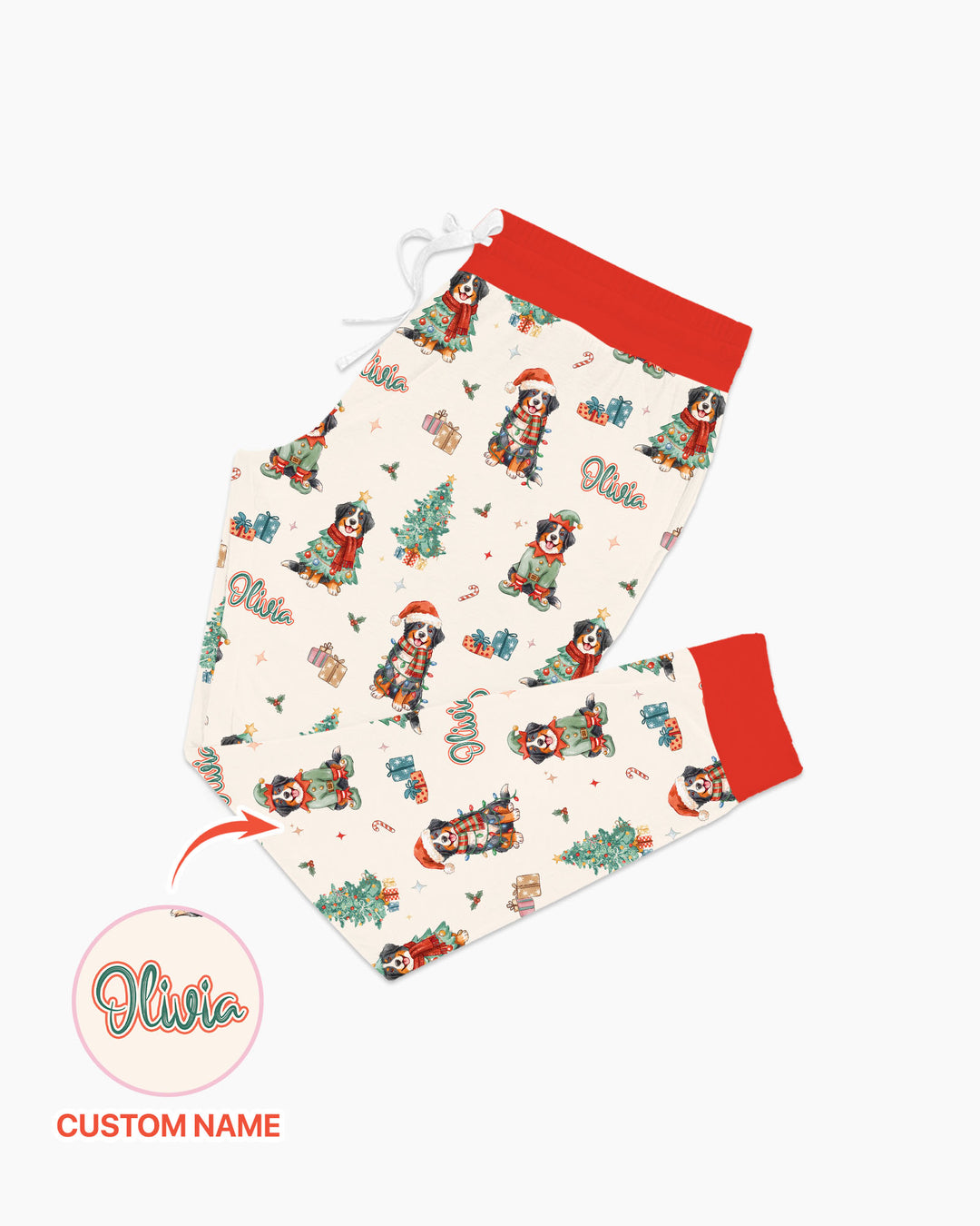 Christmas Bernese Mountain Dog Family Matching Bamboo Women Pajama Set