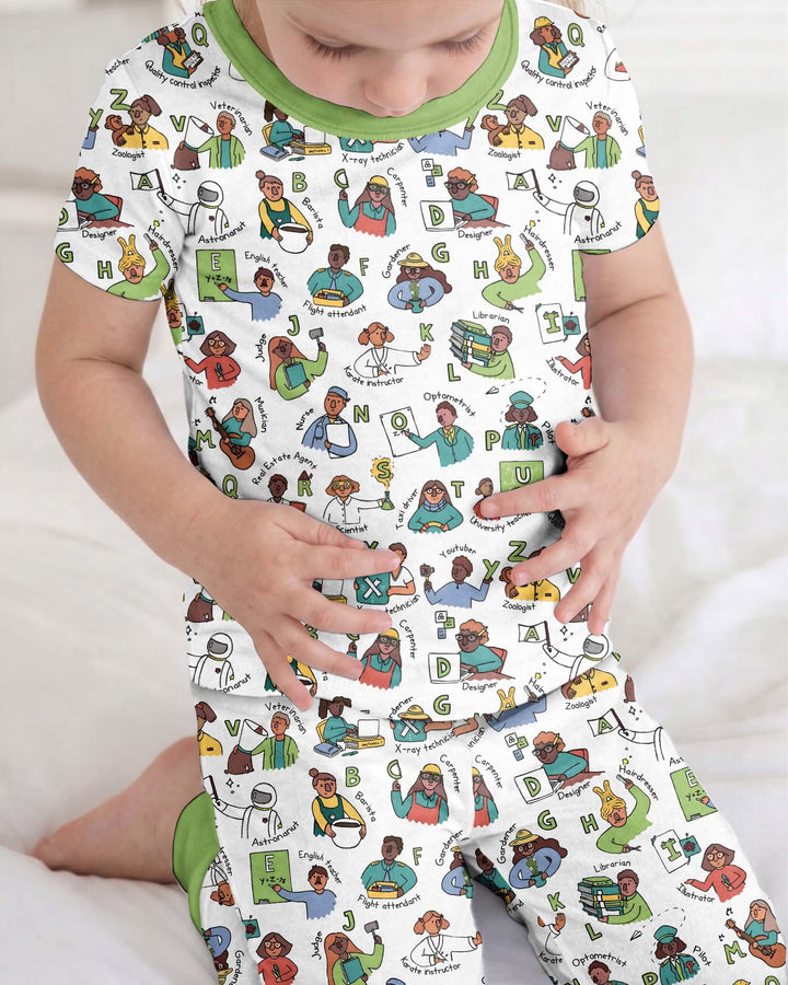 Jobs Alphabet Bamboo Two Piece Short Sleeve Pajama Set