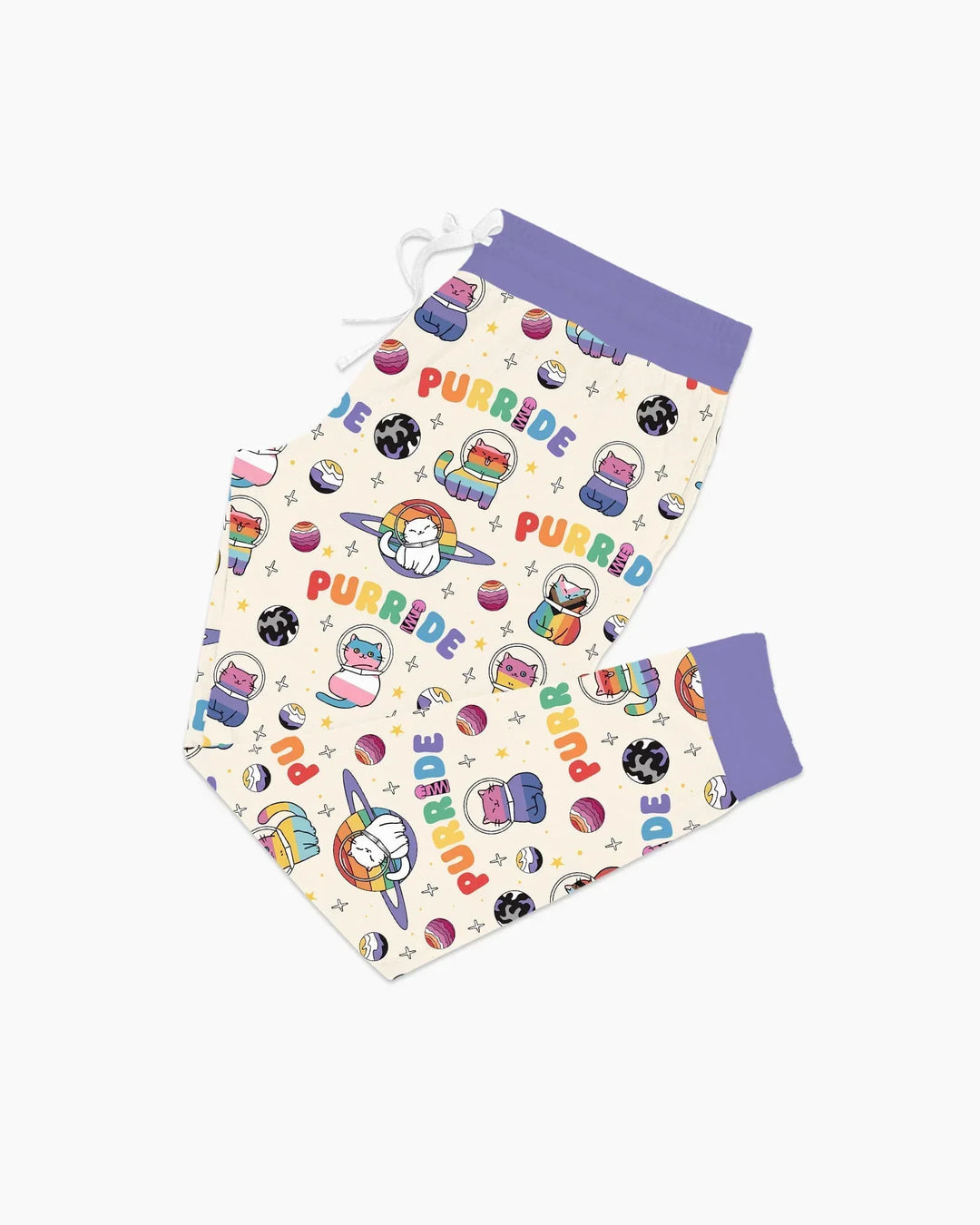 Rainbow Space Cats Family Matching Bamboo Women Pajama Set