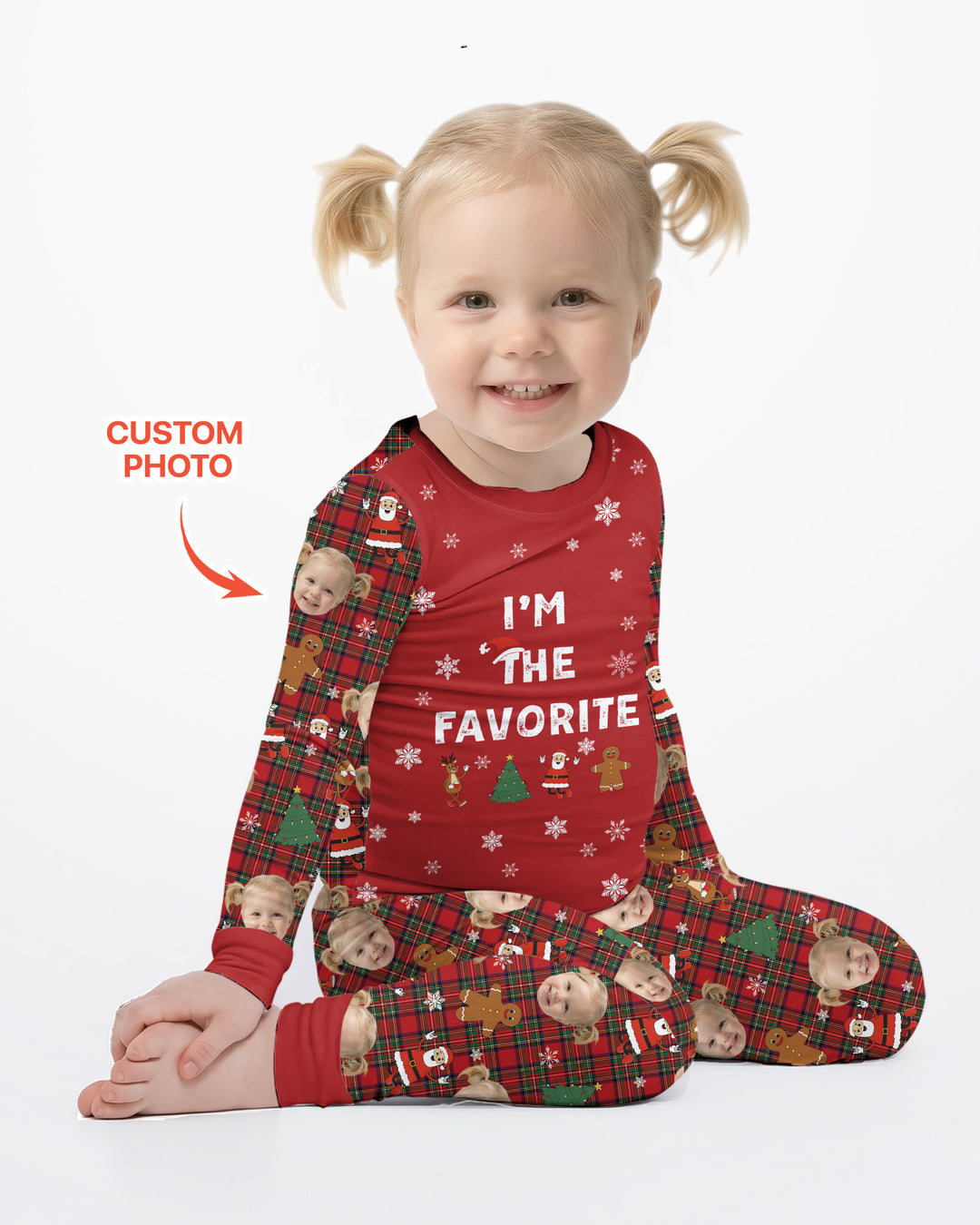 I'm The Favorite Christmas Funny Brother Sister Matching Bamboo Two Piece Long Sleeve Pajama Set